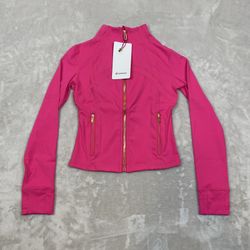 Lululemon Womens Pink Full-Zip Jacket Size 4 Gold Accents Long Sleeve