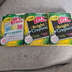 3 New packs dry erase crayons
