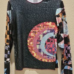 NEW! Abstract Sequin Long-Sleeve Top