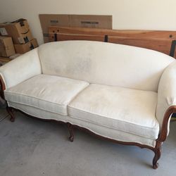 Beautiful Vintage Sofa Solid Hand Carved Wood Legs