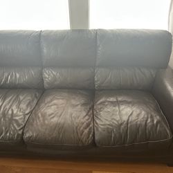 Price Drop : Beautiful Brown Leather Couch – $175 OBO