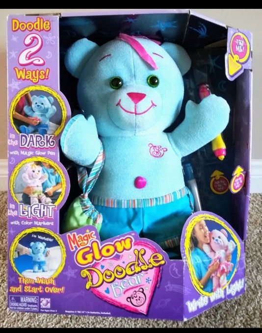 Magic Glow Doodle Bear: Artie 17" Draw Convas Plush Toy 