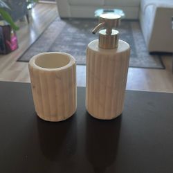 Marble Soap Dispenser and Toothbrush Holder 