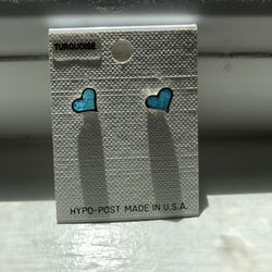 Turquoise Heart Earrings Hypo Allergenic Silver Posts 