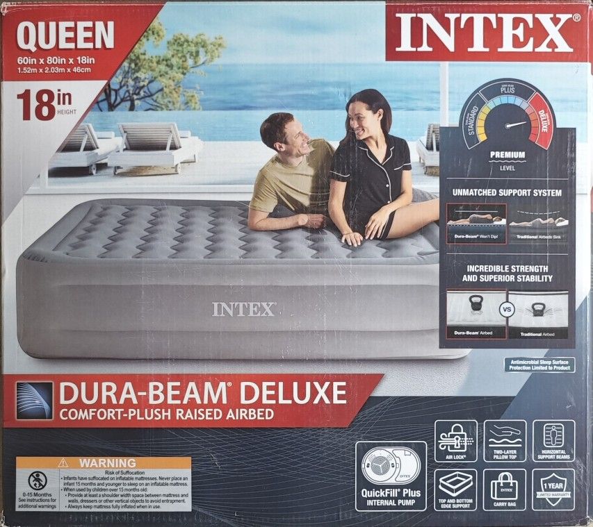 Dura-Beam® Plus Essential Rest Air Mattress 18" Queen w/ Built-In Electric Pump
