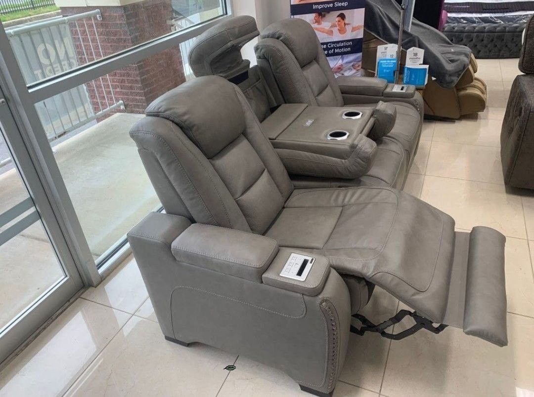 The Man-Den Gray Power Reclining Sofa