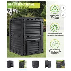 80 Gal Compost Bin Fertilizer Tumbler Container, Black