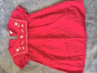 Red Floral Embroidered Girls Dress