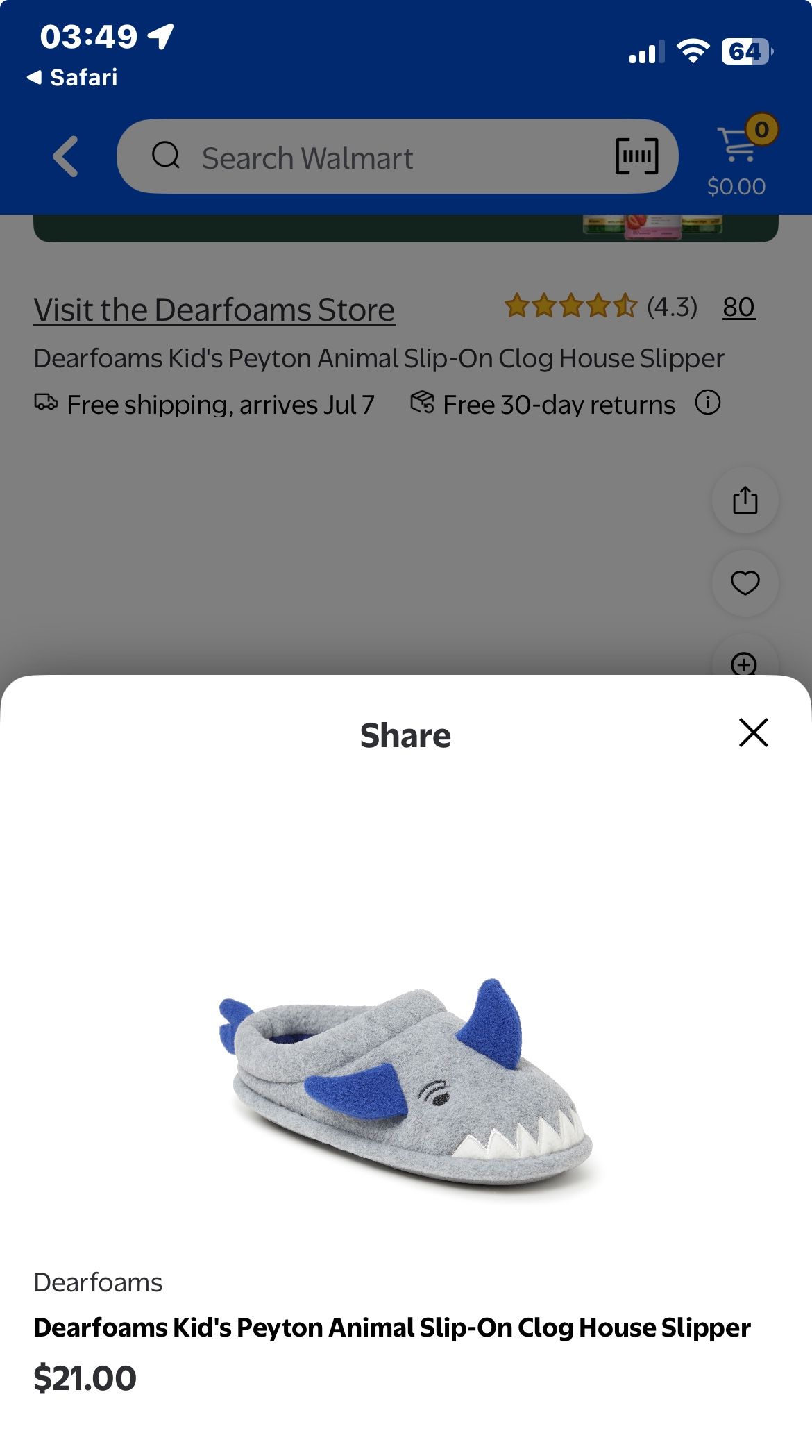 Dearfoams Kid's Peyton Animal Slip-On Clog House Slipper