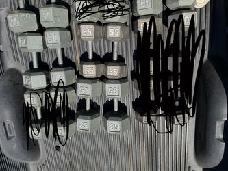 Hex dumbbell sets with two racks sets