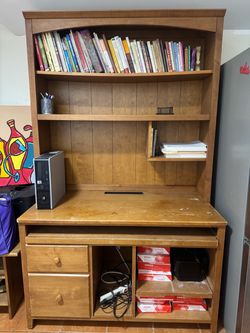 Real Solid Wood Desk & Shelf