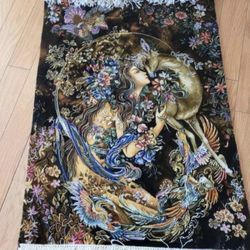 Persian Handmade Silk And Wool Rug 32” By 24”