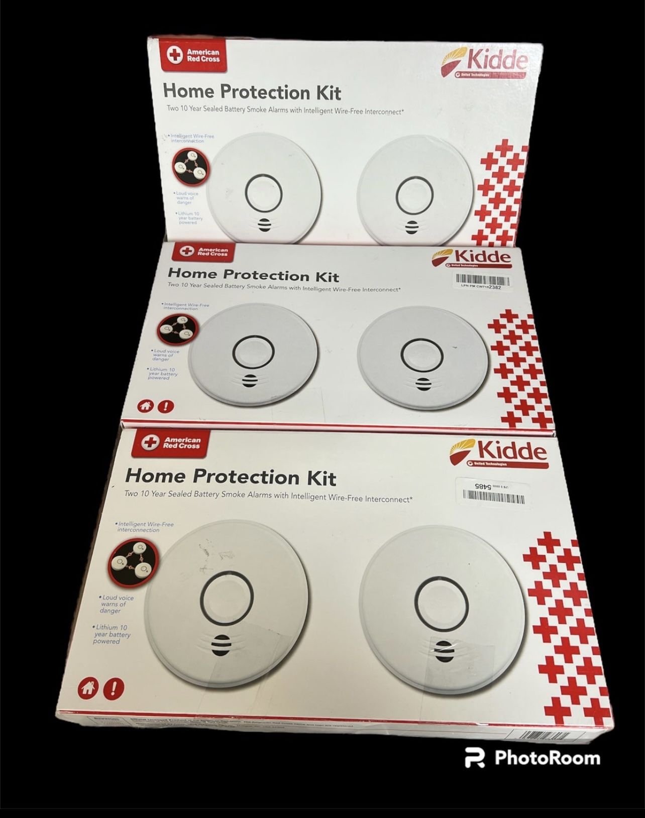 Bundle 3 Boxes Kidde Smoke Detectors, Interconnect Smoke Alarm