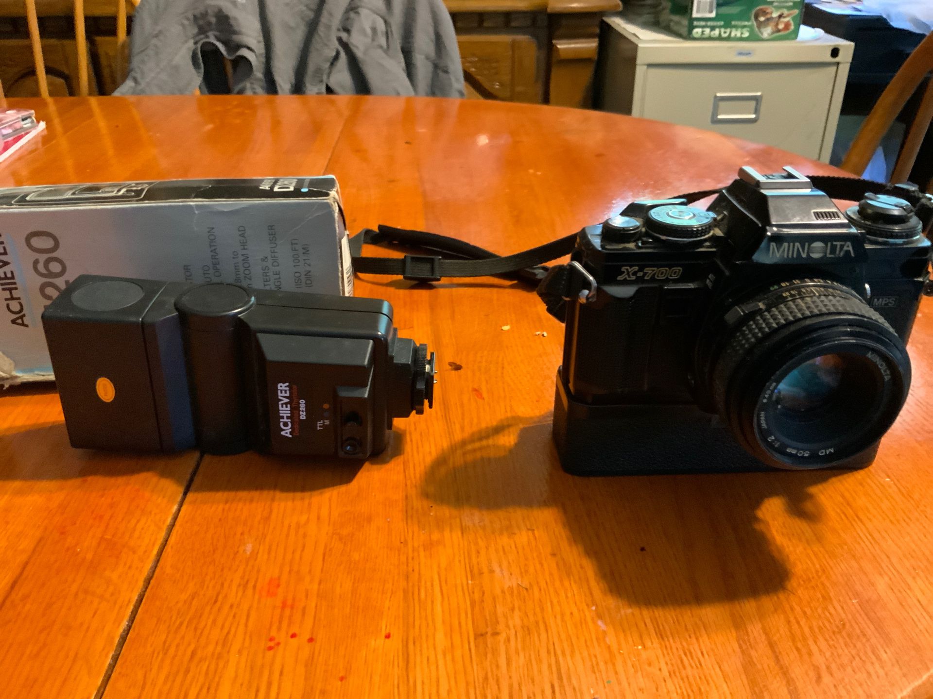 Minolta X700 with flash & fast winder for action shots
