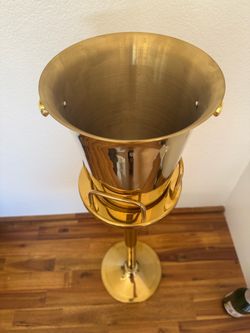 Champagne Bucket Stand - gold metal 3 ft tall, stainless steel. Heavy base. Used 1x