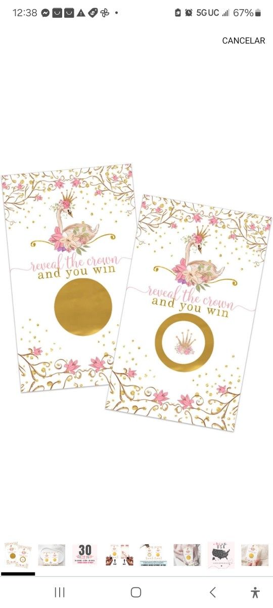 Swan Princess Scratch Off Game Cards (30 Pack) - Fun Baby Shower Games for Girls, Lottery Tickets for Door Prizes, Raffles, Instant Scratchers, Baby S