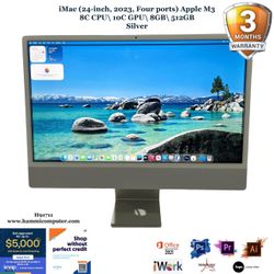 iMac (24-inch, 2023, Four ports)Apple M3, 8C CPU/ 10C GPU/ 8GB/ 512GB "H91711"