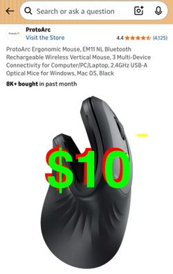 Ergonomic Mouse, EM11 NL Bluetooth Rechargeable Wireless Vertical Mouse, 3 Multi-Device Connectivity for Computer/PC/Laptop, 2.4GHz USB-A Optical Mice