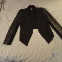 Helmut Lang Wool Blazer with Leather Sleeves 