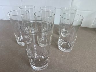 Set of 7 Etched Crystal Highball Glasses