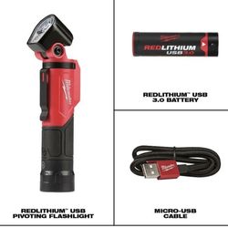 Milwaukee Flashlight 500 Lumens LED Rechargeable Pivoting REDLITHIUM USB