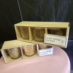 Glass Votive Gold and silver Holders 
