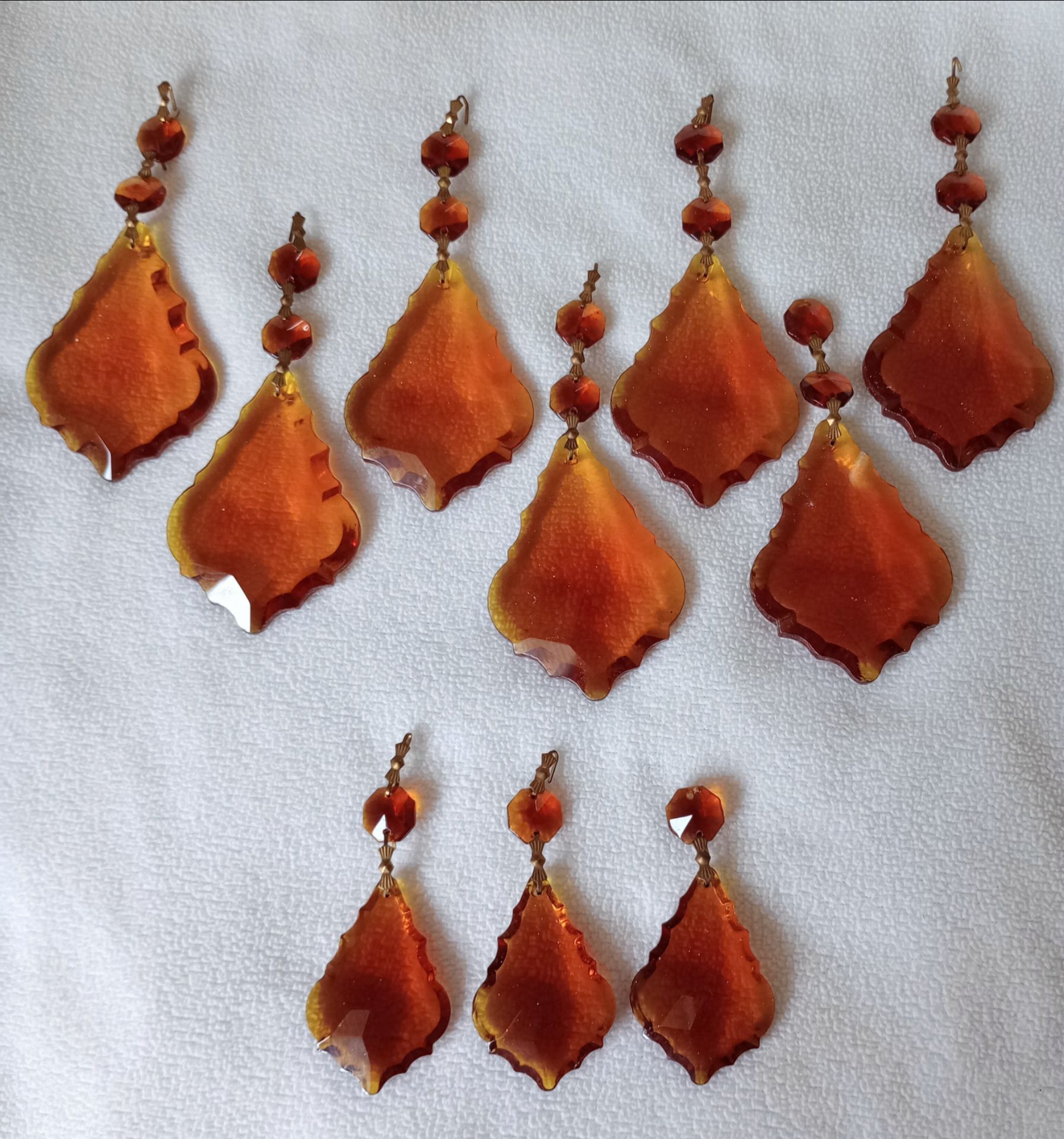 Ten Crystal Glass dangles for Chandelier Honey - Amber color all for $40 Cash