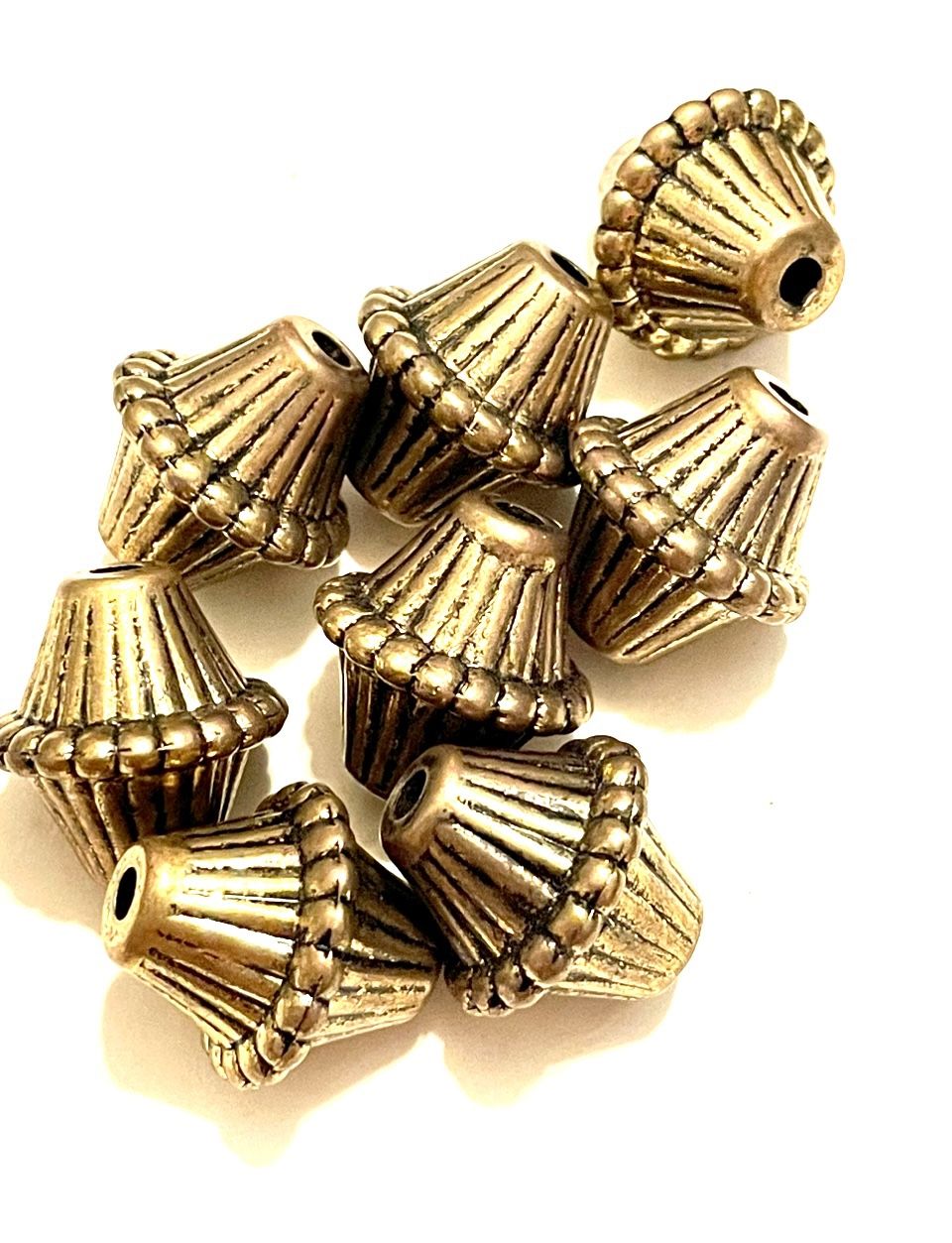Lot Of 8 Gold Tone Bicone Beads