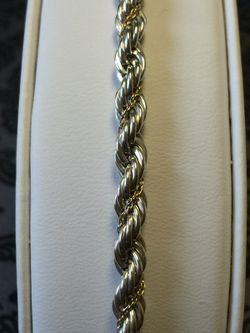 Silver & Gold Solid Bracelet 7.5" Beautiful ❤️