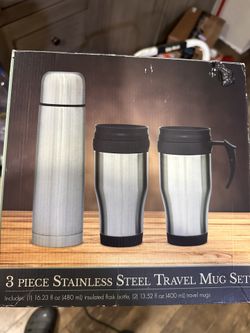 Three Piece Stainless Steel Traveling Mug Set