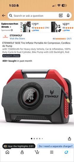 ETENWOLF S6SE Portable Cordless Tire Inflator