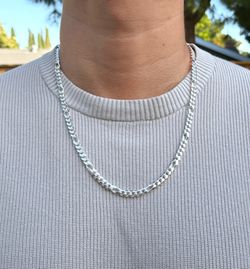 Silver Cuban Figaro Chain 24” 6mm