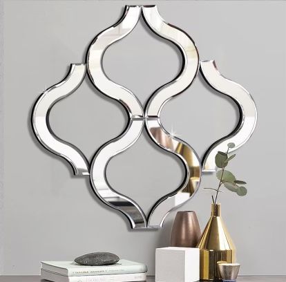 Arch-shaped wall mirror, silver plated