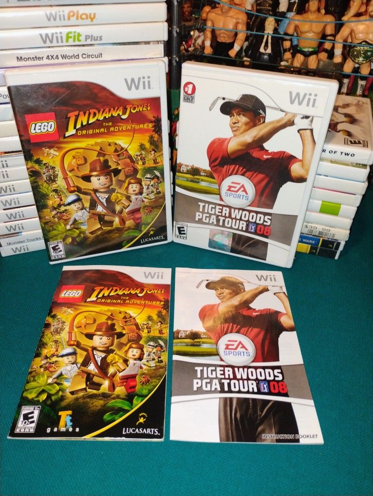 Wii Games "Indiana Jones-The Original Adventure ( 2008 ) & Tiger Woods PGA Tour ( 2008 )