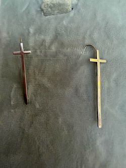 Alex and Ani 925 Sterling Silver Cross Threader Earrings
