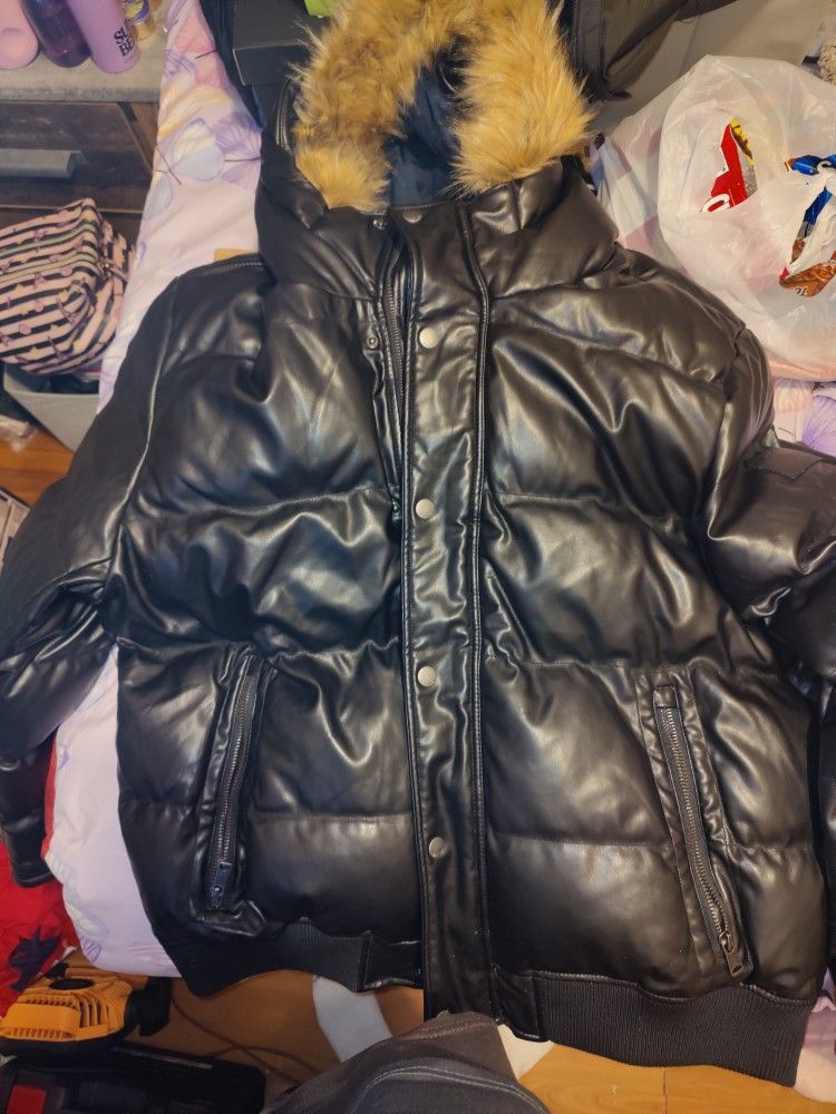 Leather Tommy Hilfiger Jacket Removable Hood
