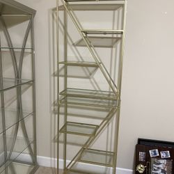 Gold Trimmed Glass Bookshelf 