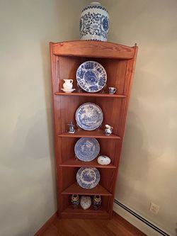 2 Tall Pine Wood Corner Shelf Unit