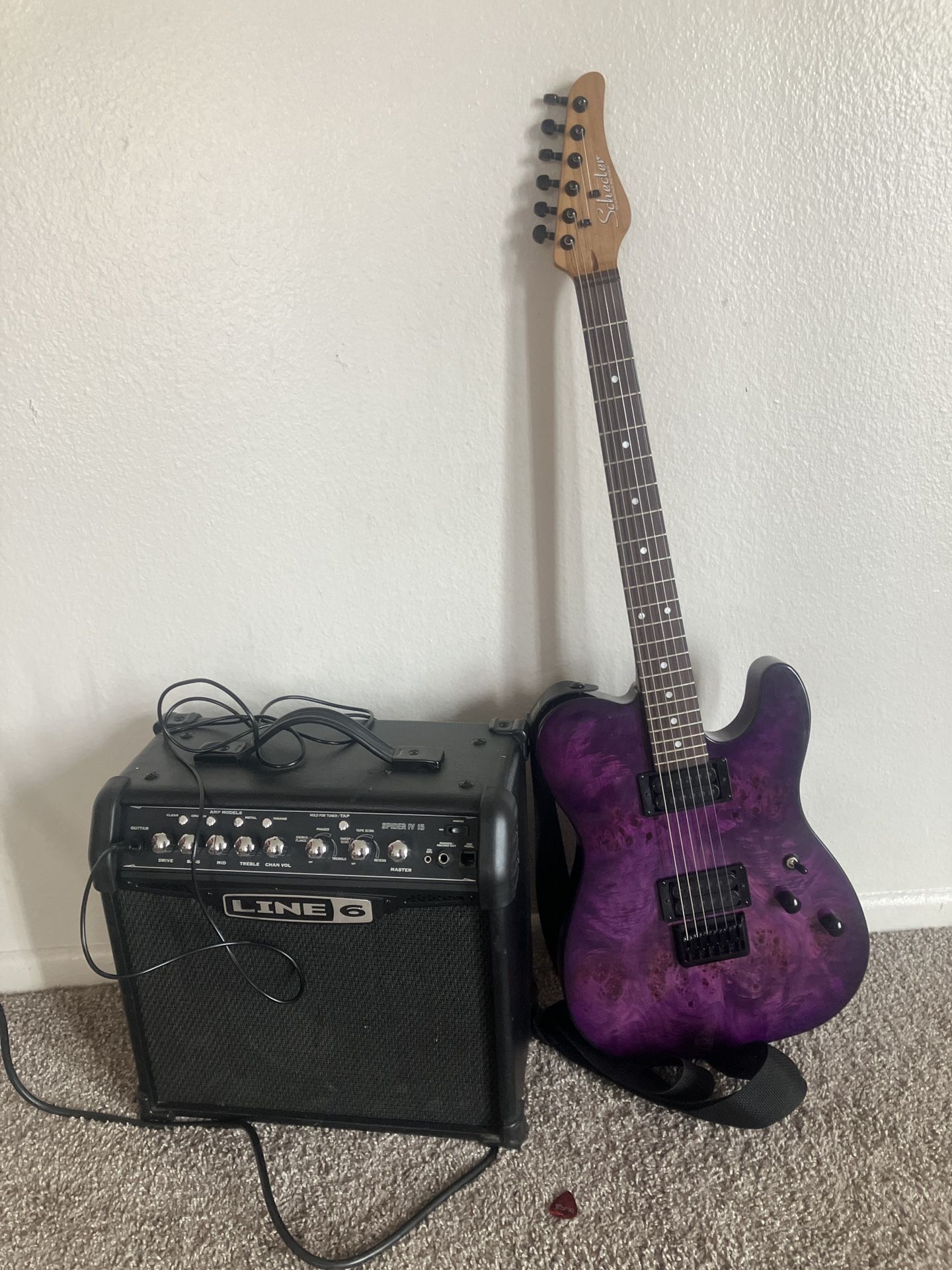 Schecter Burst With Amp Right Handed