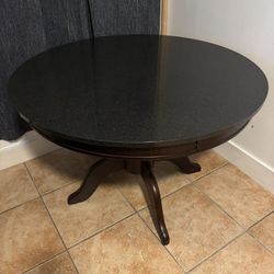 Round Granite Dining Table With Wooden Base 