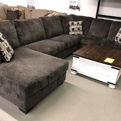 Oversized Plush Comfy Smoke Sectional Sofa Couch 