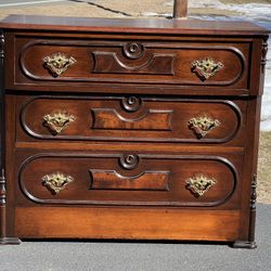 Antique Victorian Black Walnut Three Drawer Chest c. 1860s