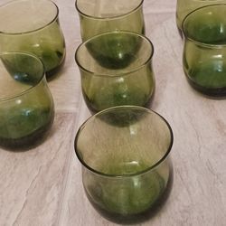 Set Of Green Glass Tumbler Glasses
