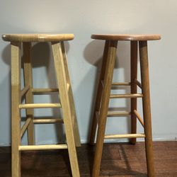 Pair Wooden Bar Stools