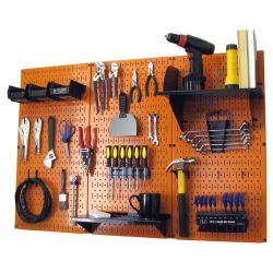 Metal Pegboard Standard Tool Storage Kit with Orange Pegboard and Black