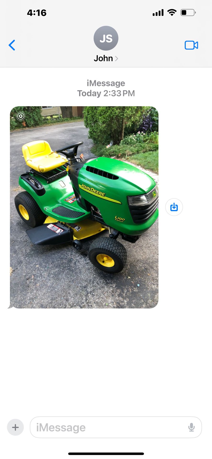 John Deere Riding Tractor With A Brand New Motor 100 $1800 Or Best Offer As Is Pick Up