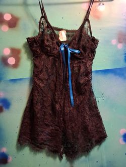 Black lace Babydoll with Blue Ribbon