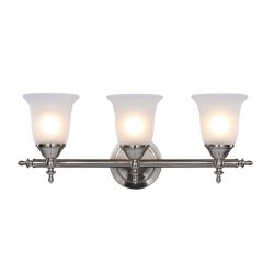 Olgelthorpe 22 in. 3-Light Brushed Nickel Bathroom Vanity Light Fixture with Bell Shaped Frosted