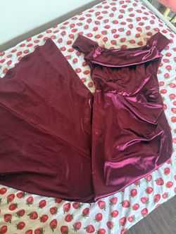 Burgundy silk long dress