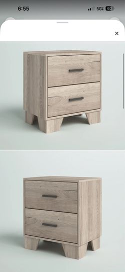 Grey Rustic Oak Nightstands - Set of 2
